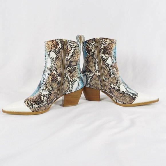 Matisse DESIRE Leather Snake Print Cowboy Western Style Boots White Toe NIB Sz 6 - Picture 3 of 9